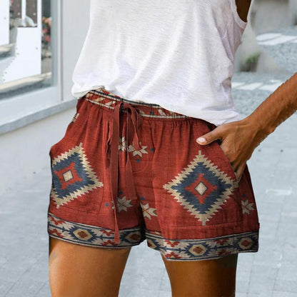 Short décontracté femme imprimé exotique