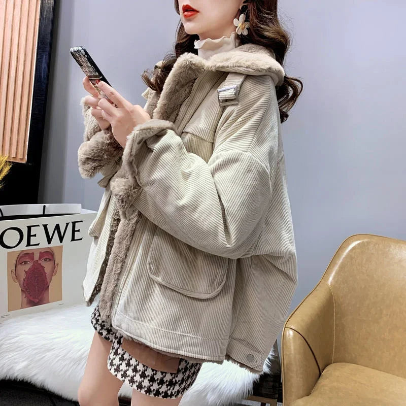 Veste Hiver Élégante avec Ceinture pour Femmes