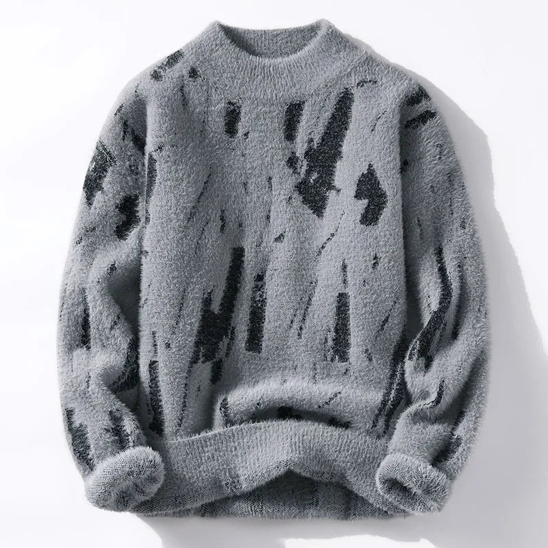 Pull Homme Hiver Motif Géométrique Col En V