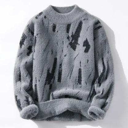 Pull Homme Hiver Motif Géométrique Col En V