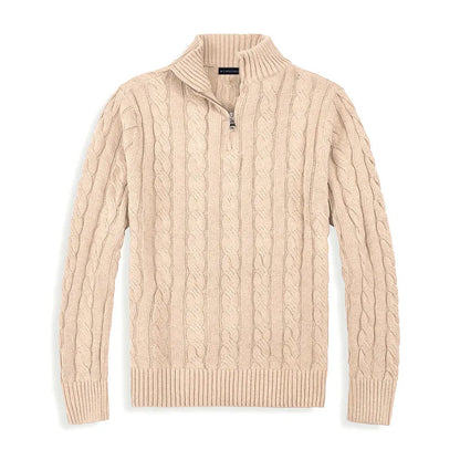 Pull En Laine Mélangée Gris Homme Col Zippé