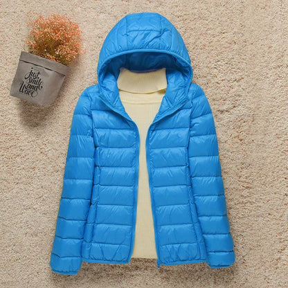 Veste Femme Printemps Élégante - Doudoune Légère avec Capuche & Taille Affinée