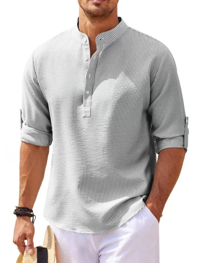 Chemise Homme Relaxe à Manches Longues avec Col Traditionnel