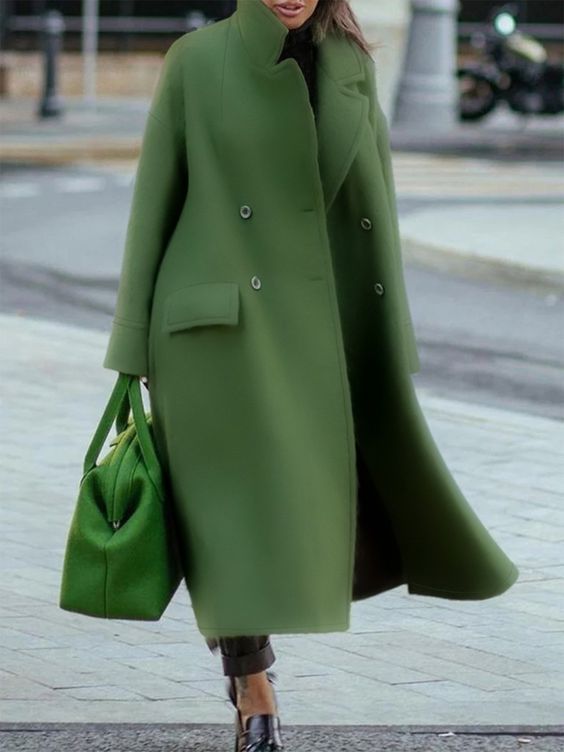 Manteau Femme Élégant Long avec Ceinture