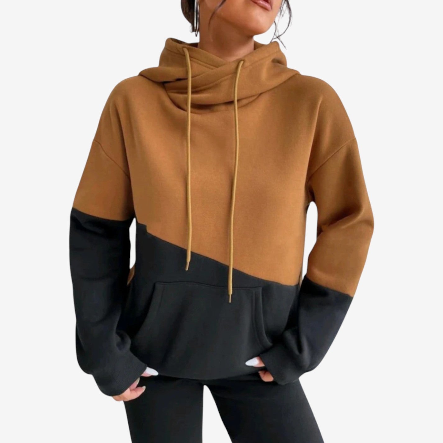Sweat à capuche confortable manches longues avec poche zippée