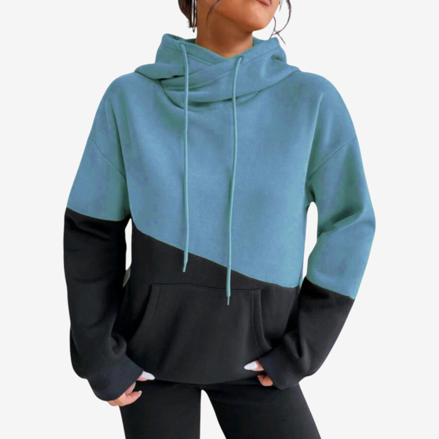 Sweat à capuche confortable manches longues avec poche zippée