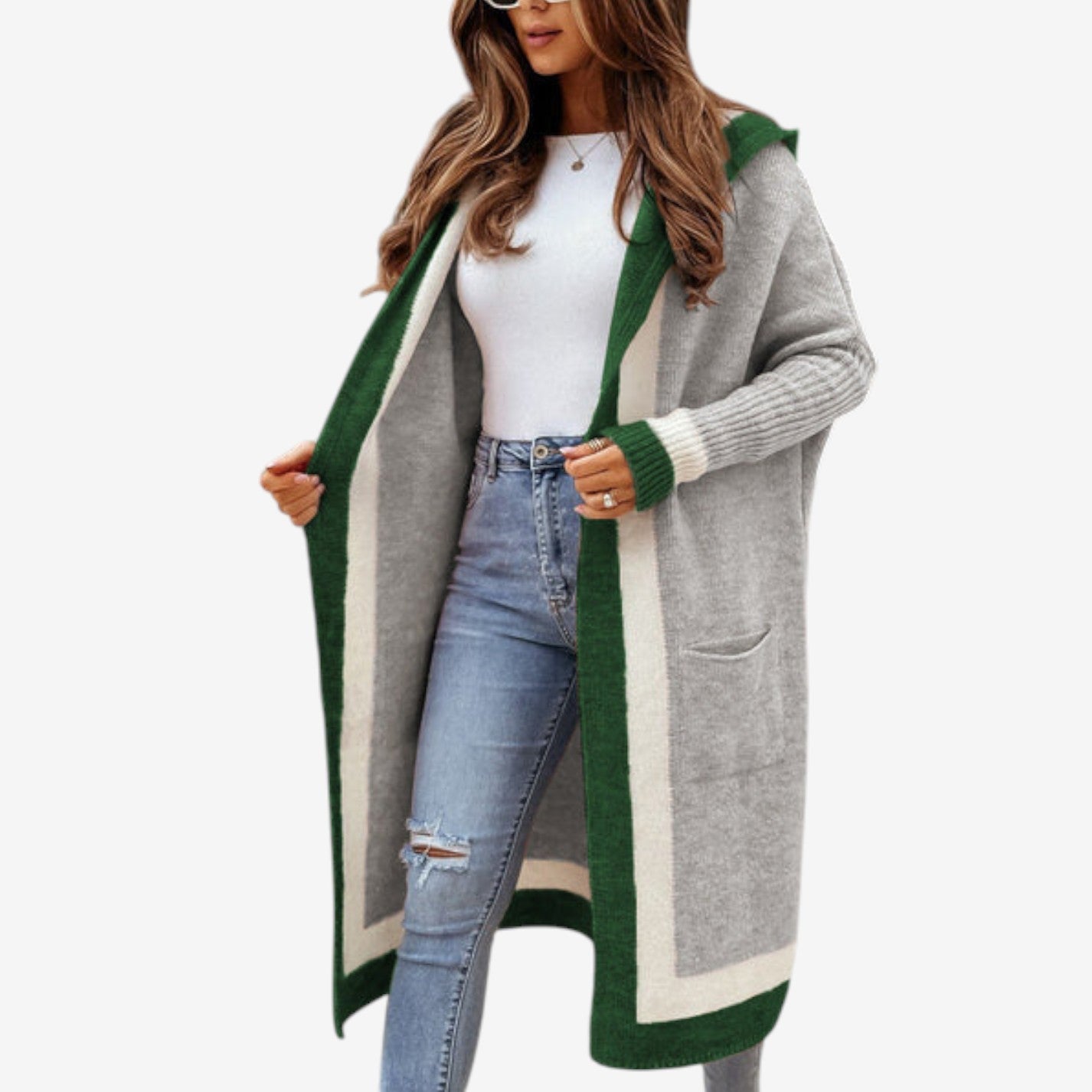 Cardigan Décontracté à Capuche avec Poches