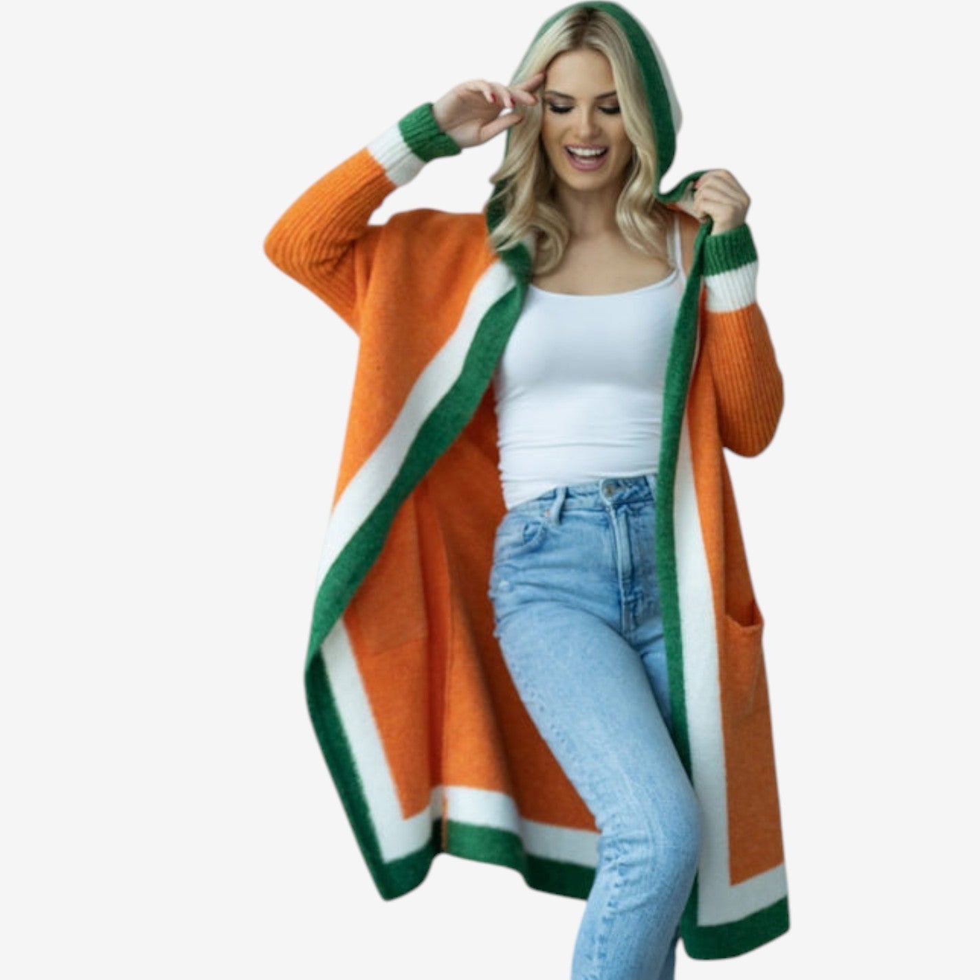 Cardigan Décontracté à Capuche avec Poches