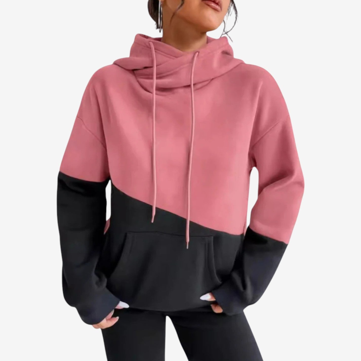 Sweat à capuche confortable manches longues avec poche zippée