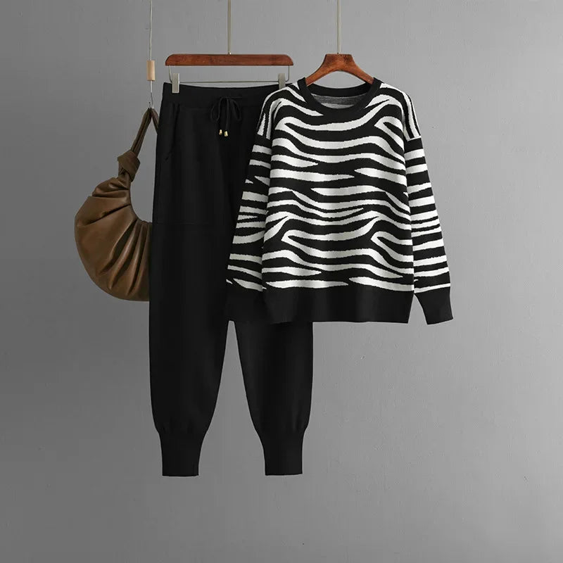 Ensemble Femme Cachemire Zébré Élégant & Douillet
