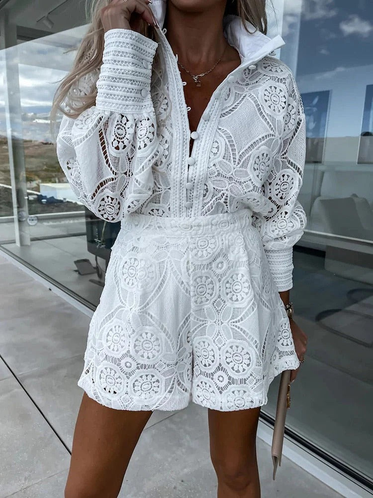 Ensemble Deux Pièces Été pour Femme - Blouse à Manches et Short Court - LuxeStyle