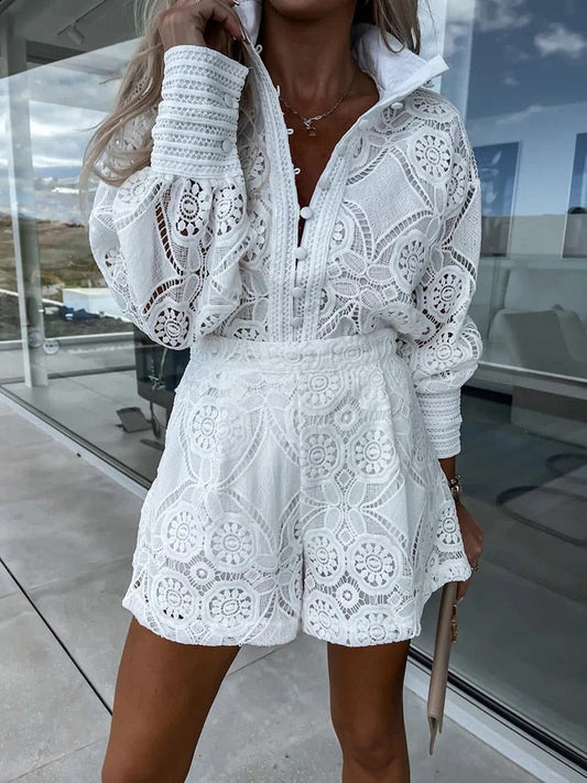 Ensemble Deux Pièces Été pour Femme - Blouse à Manches et Short Court - LuxeStyle