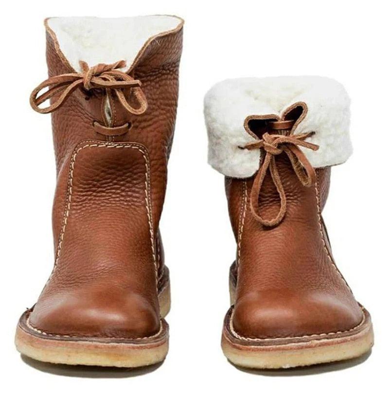 Bottes Femmes Hivernales Cuir Étanche avec Doublure Polaire et Confort Chauffant - LuxeStyle