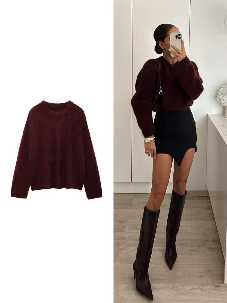 Pull Femme Hiver Confortable - Col Rond et Léger - LuxeStyle
