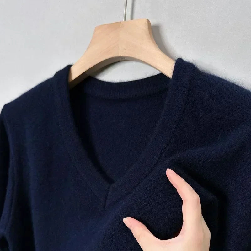 Pull Femme Laine Douce Col Rond Marine