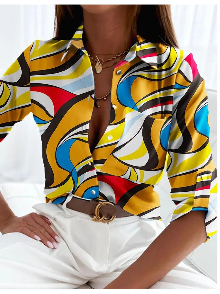 Blouse Florale Élégante pour Femmes Automne