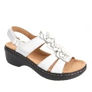 Sandales Femmes Cuir Floral à Talon Plateforme