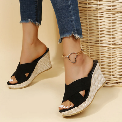 Sandales plateshautes noir femme tendance - LuxeStyle