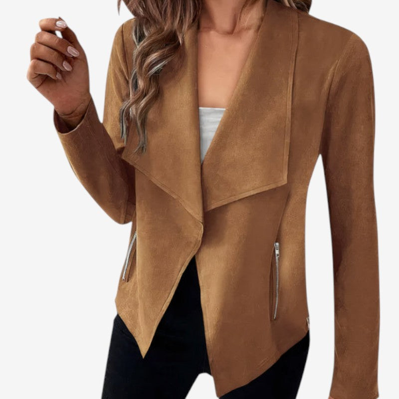 Blazer Élégant Manches Longues Poches Zippées - LuxeStyle