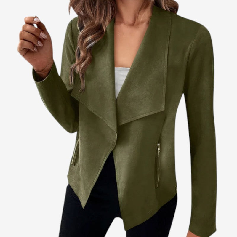 Blazer Élégant Manches Longues Poches Zippées