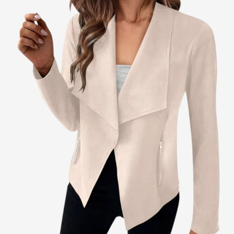 Blazer Élégant Manches Longues Poches Zippées