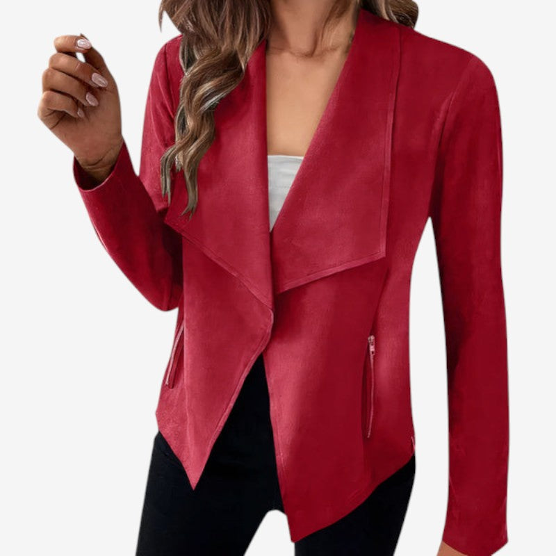 Blazer Élégant Manches Longues Poches Zippées