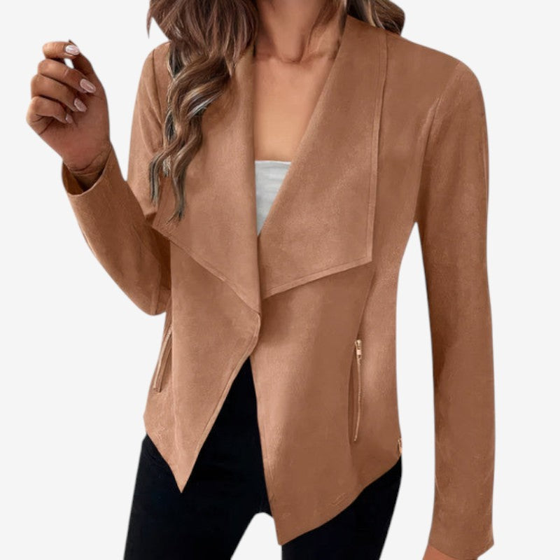 Blazer Élégant Manches Longues Poches Zippées