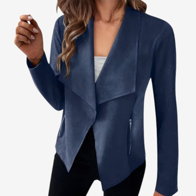 Blazer Élégant Manches Longues Poches Zippées