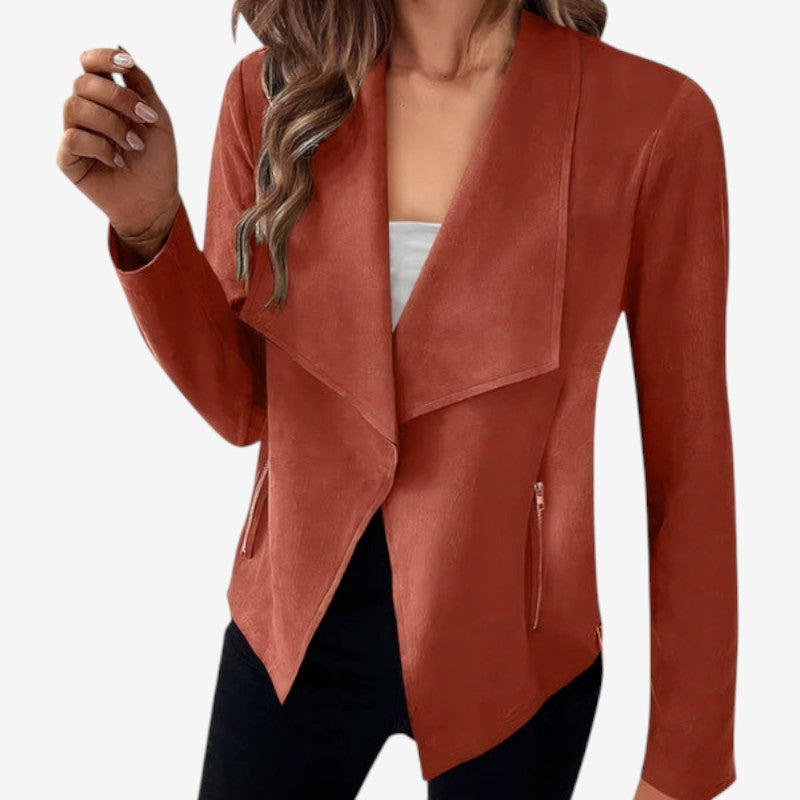 Blazer Élégant Manches Longues Poches Zippées