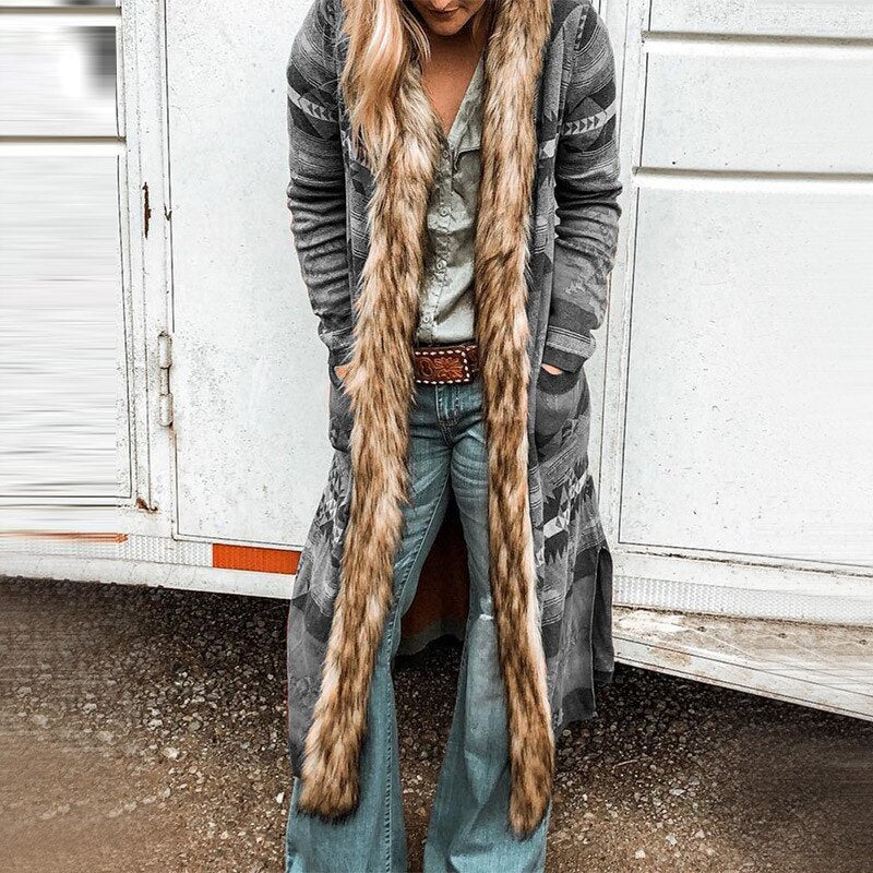 Manteau Femme Hivernale avec Col en Fausse Fourrure Douillet
