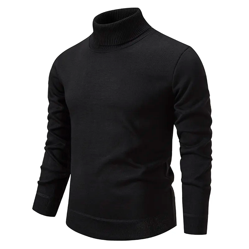 Pull homme noir col montant élégant