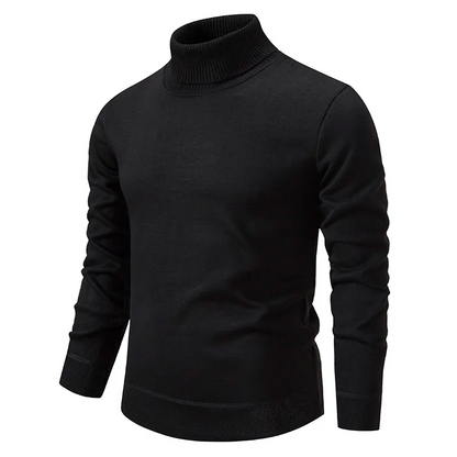 Pull homme noir col montant élégant