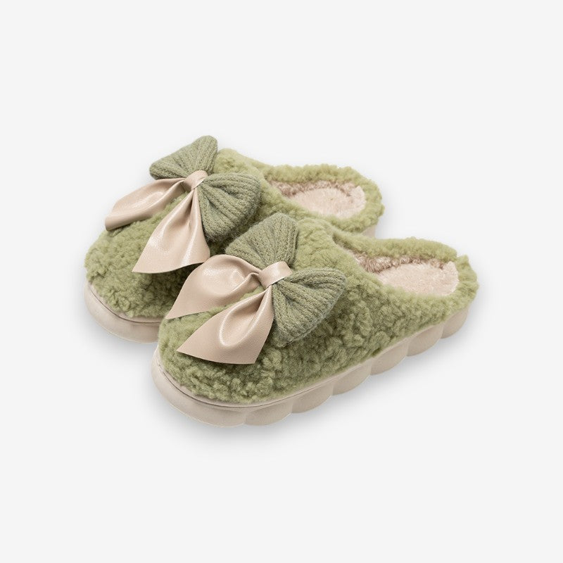 Chaussons Douillets à Bout Arrondi avec Nœud Charmant