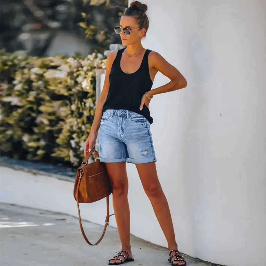 Shorts Décontractés Femmes Taille Haute Été - LuxeStyle