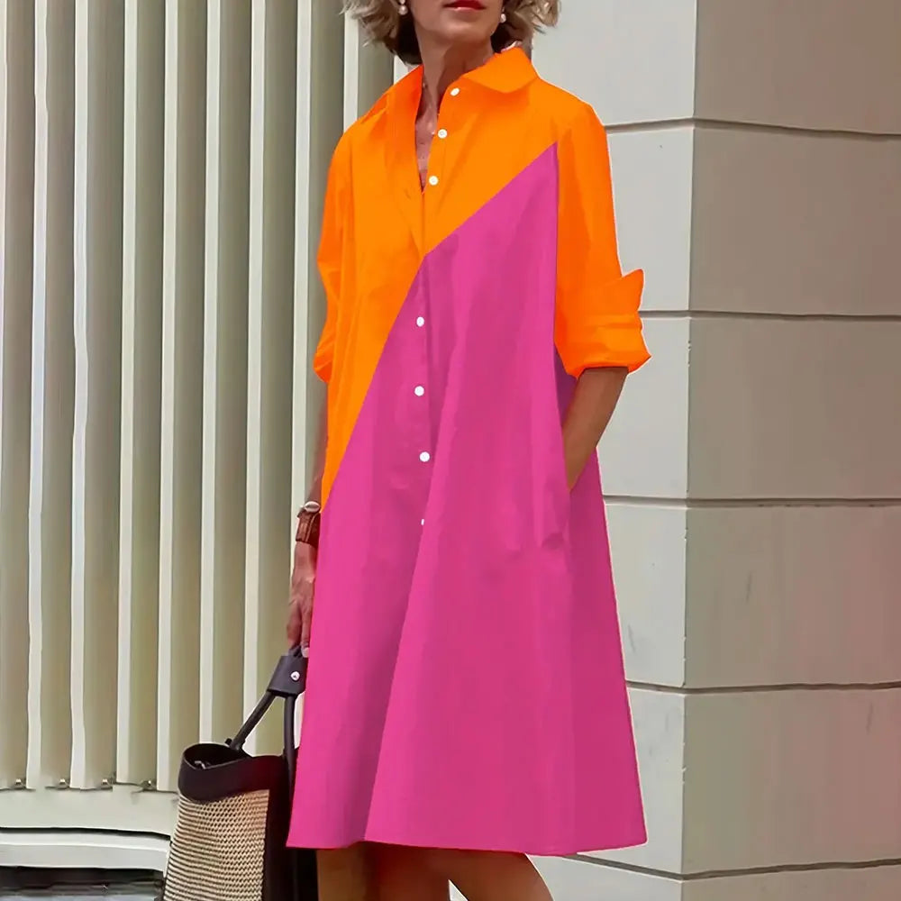 Robe chemisier rouge élégant femme