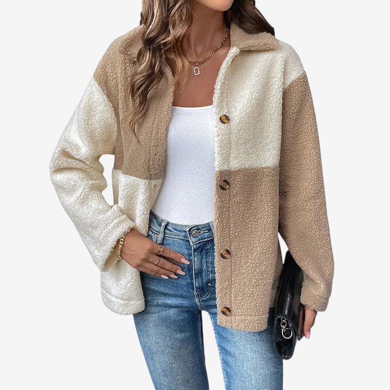 Veste Élégante à Manches Longues Col Montant Boutonné - LuxeStyle