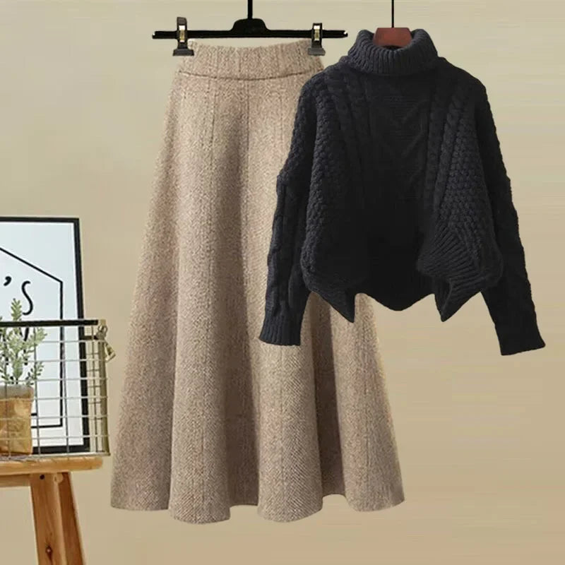 Tenue Femme Élégante Col Montant et Jupe Moulante