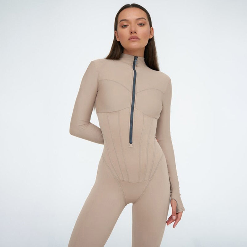 Lena - Body femme détendu à manches longues et fermetures éclair - LuxeStyle