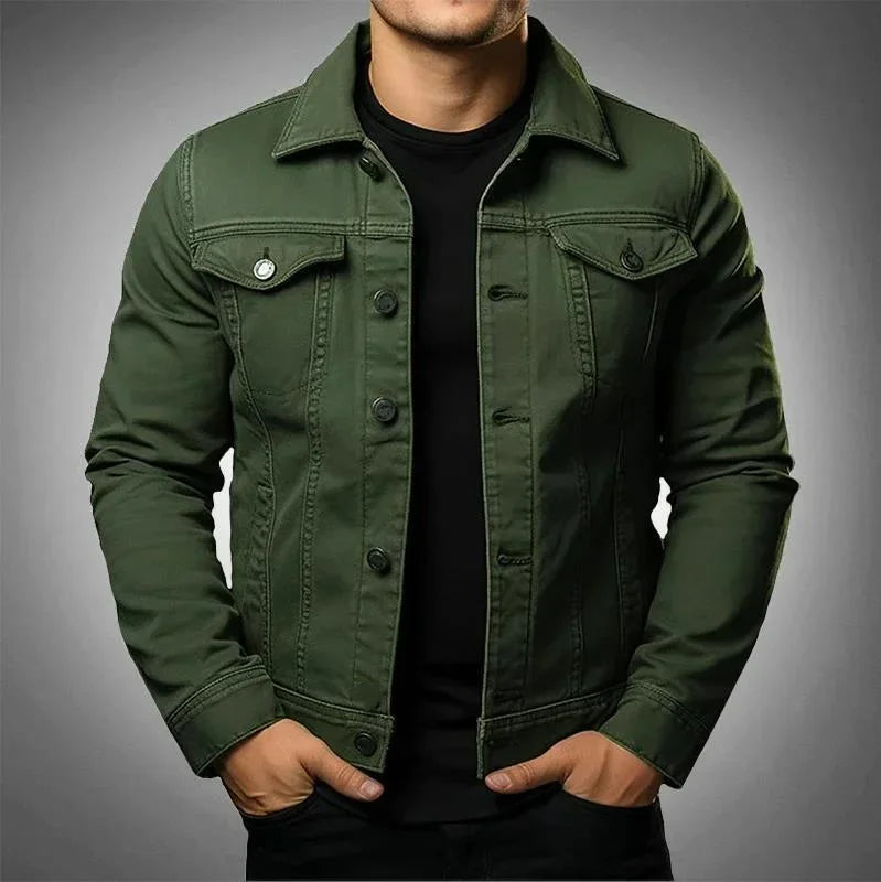 Veste Jean Classique Homme avec Poches et Fermeture Éclair Pour Printemps