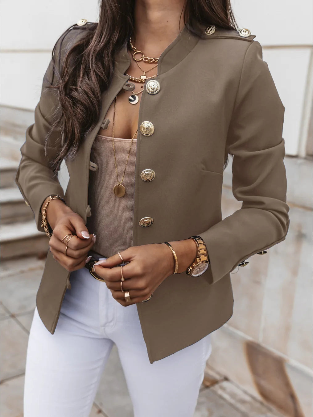 Veste Femme Élégante Taille Slim pour Travail et Soirée