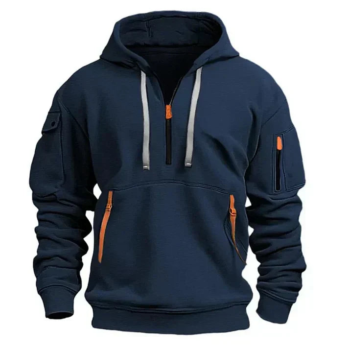Sweat à Capuche Homme – Détendu avec Fermeture Éclair, Poches Pratiques & Look Casual