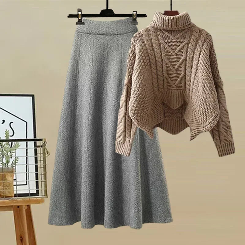 Tenue Femme Élégante Col Montant et Jupe Moulante