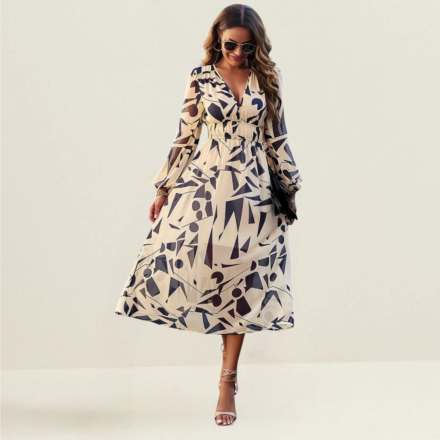 ZayFlow™ – Robe Longue Femme Élégante en Polyester Fluide Manches Longues
