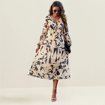 ZayFlow™ – Robe Longue Femme Élégante en Polyester Fluide Manches Longues