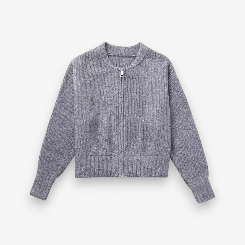 Veste Zippée Femme Col Rond Manches Longues - LuxeStyle