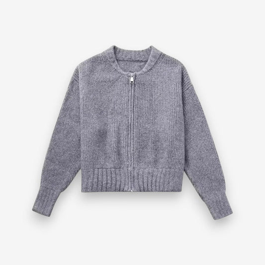 Veste Zippée Femme Col Rond Manches Longues - LuxeStyle