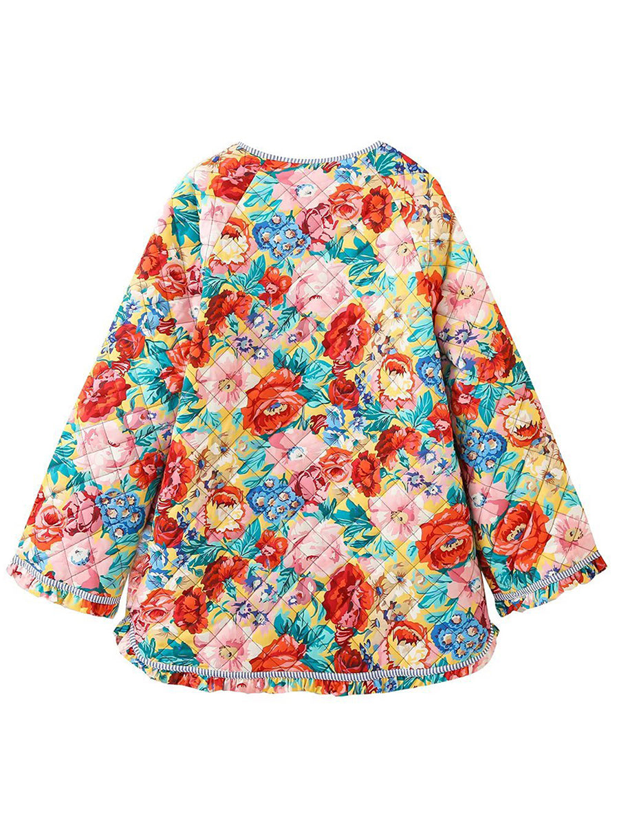 Manteau douillet imprimé fleurs colorées femme