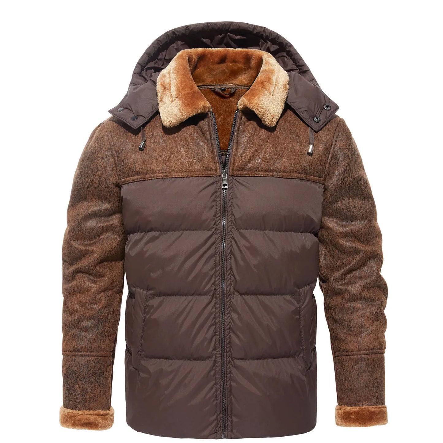 Veste Hivernale Doublée avec Capuche et Fermeture Éclair pour Homme - LuxeStyle