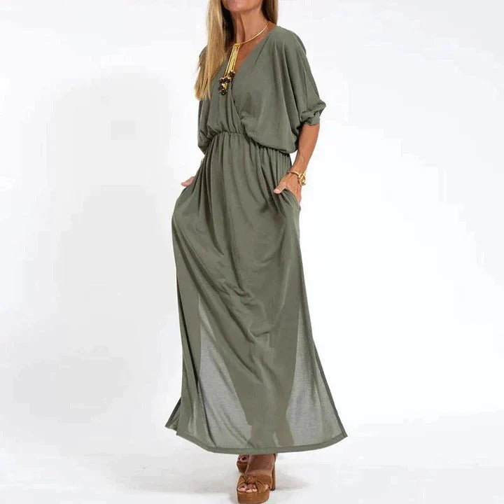 Robe Longue Élégante Anthracite pour Femme