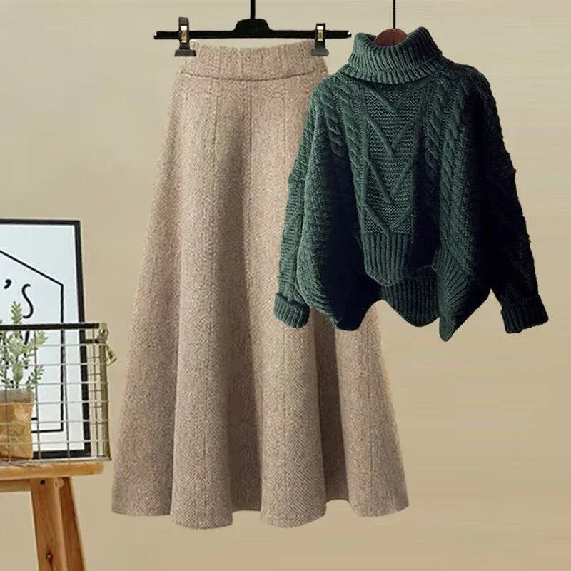 Tenue Femme Élégante Col Montant et Jupe Moulante